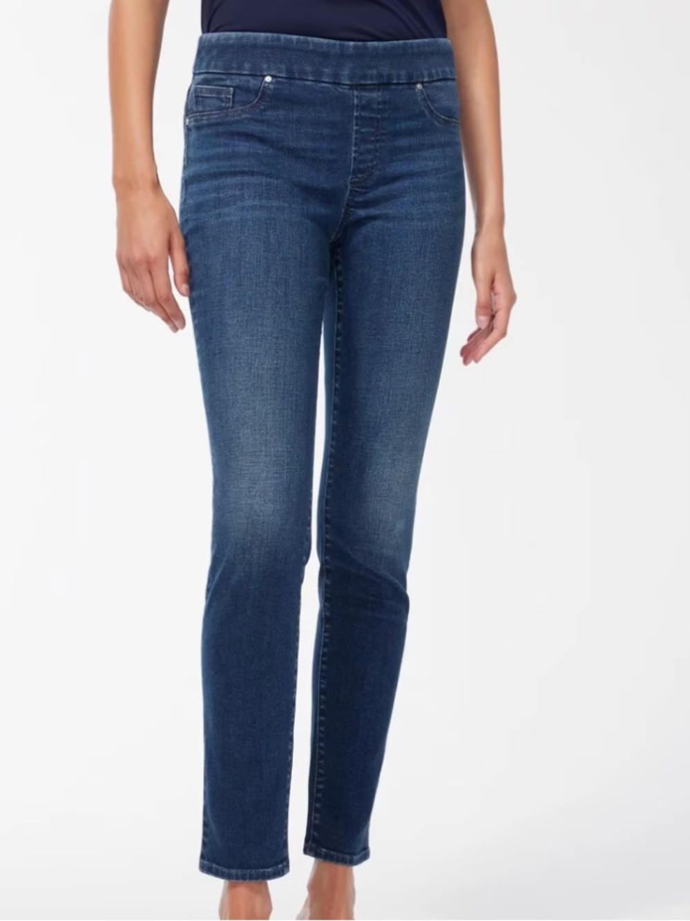 Chicos Women Sz 1R US 8R Blue Stretch Denim Skinny Pull-On Jeggings